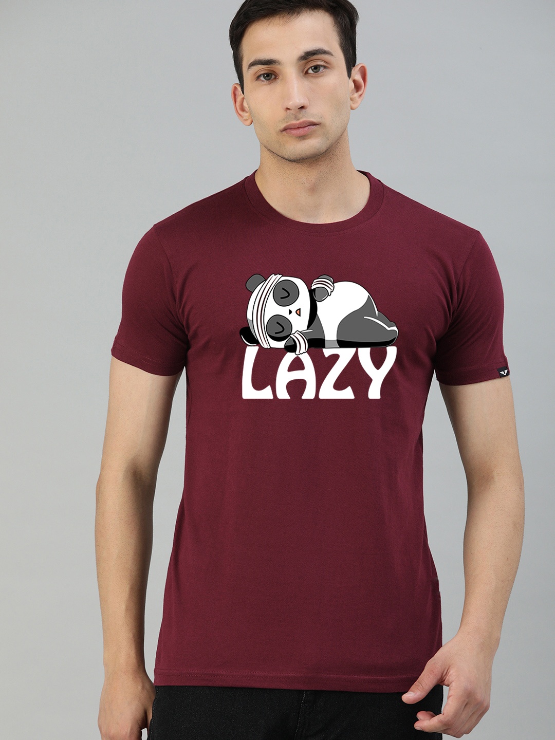 

UNSULLY Men Maroon Printed Pure Cotton T-shirt