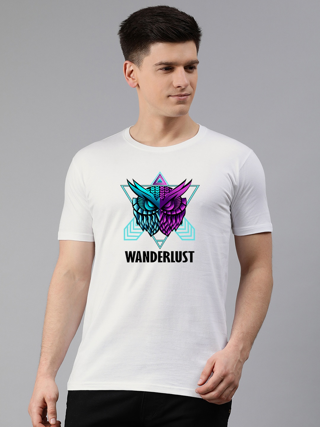 

UNSULLY Men White & Blue Printed T-shirt & Plus Size