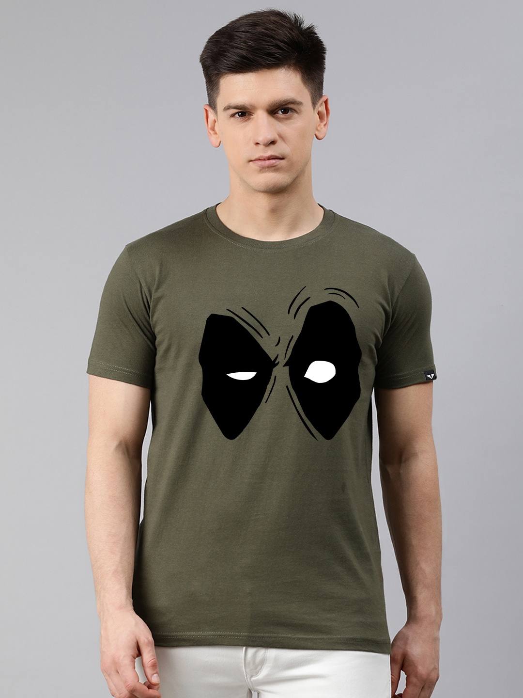 

UNSULLY Men Olive Green Printed Cotton T-shirt