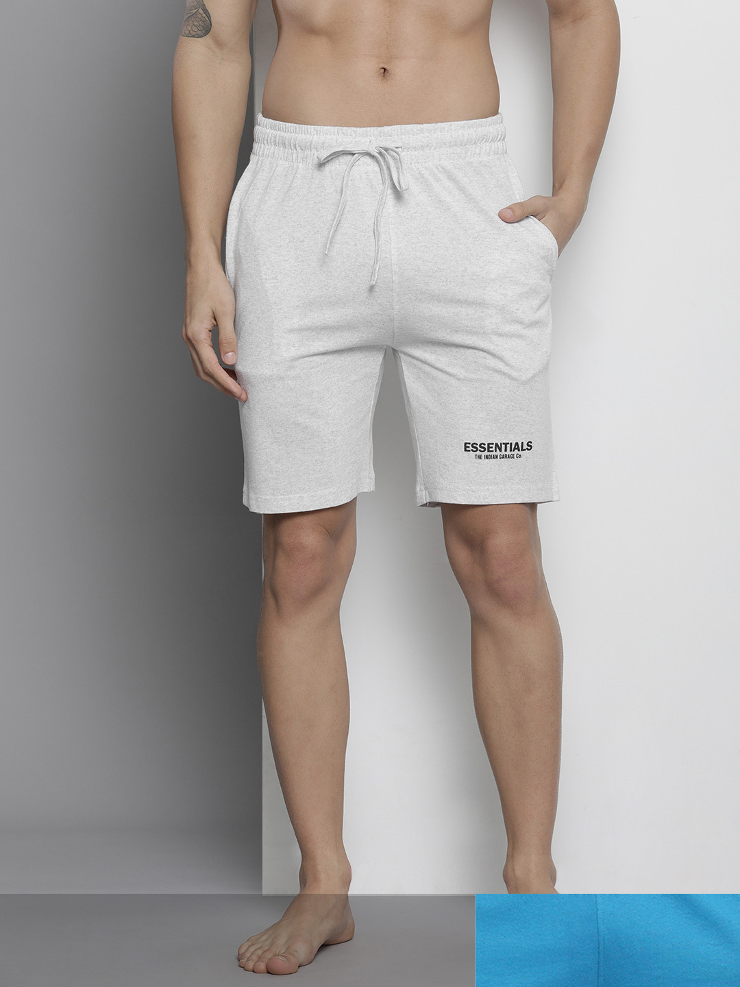 

The Indian Garage Co Men Pack of 2 Solid Lounge Shorts, Grey melange