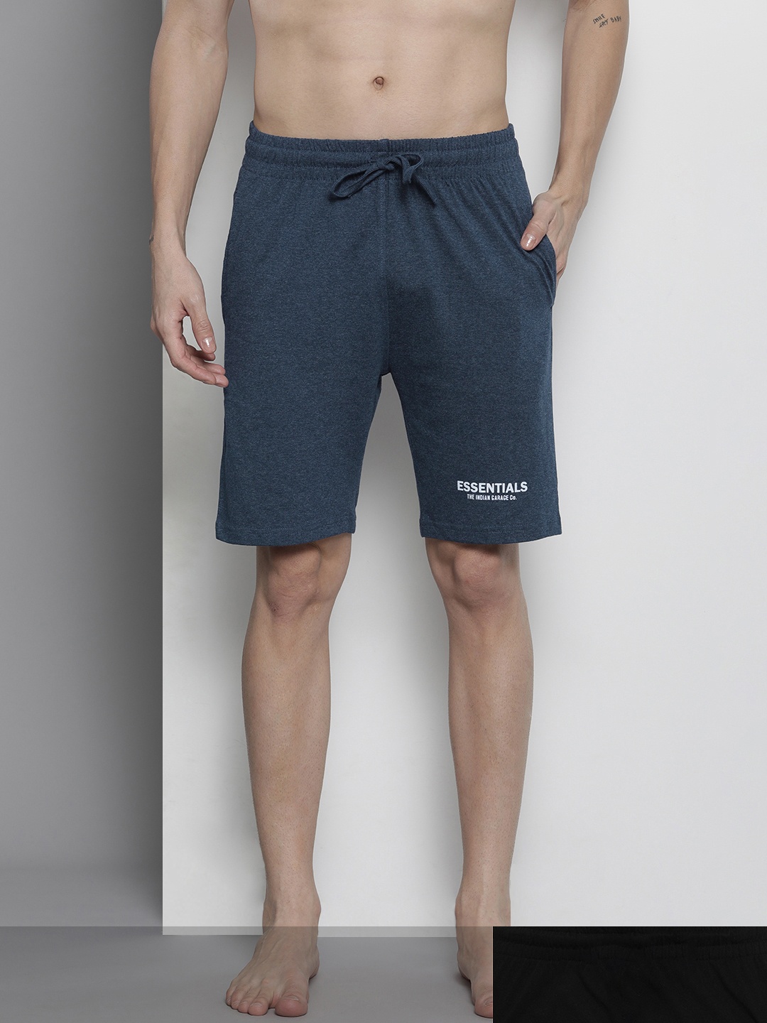 

The Indian Garage Co Men Pack of 2 Solid Lounge Shorts, Navy blue