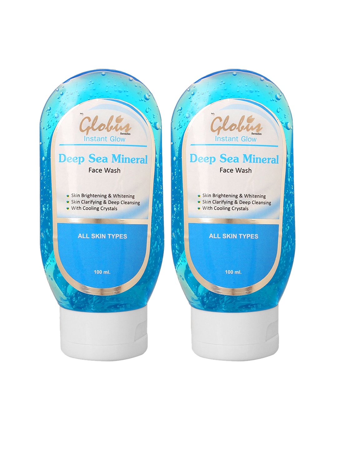 

Globus Remedies Set of 2 Instant Glow Deep Sea Mineral Face Wash - 100 ml Each, Blue