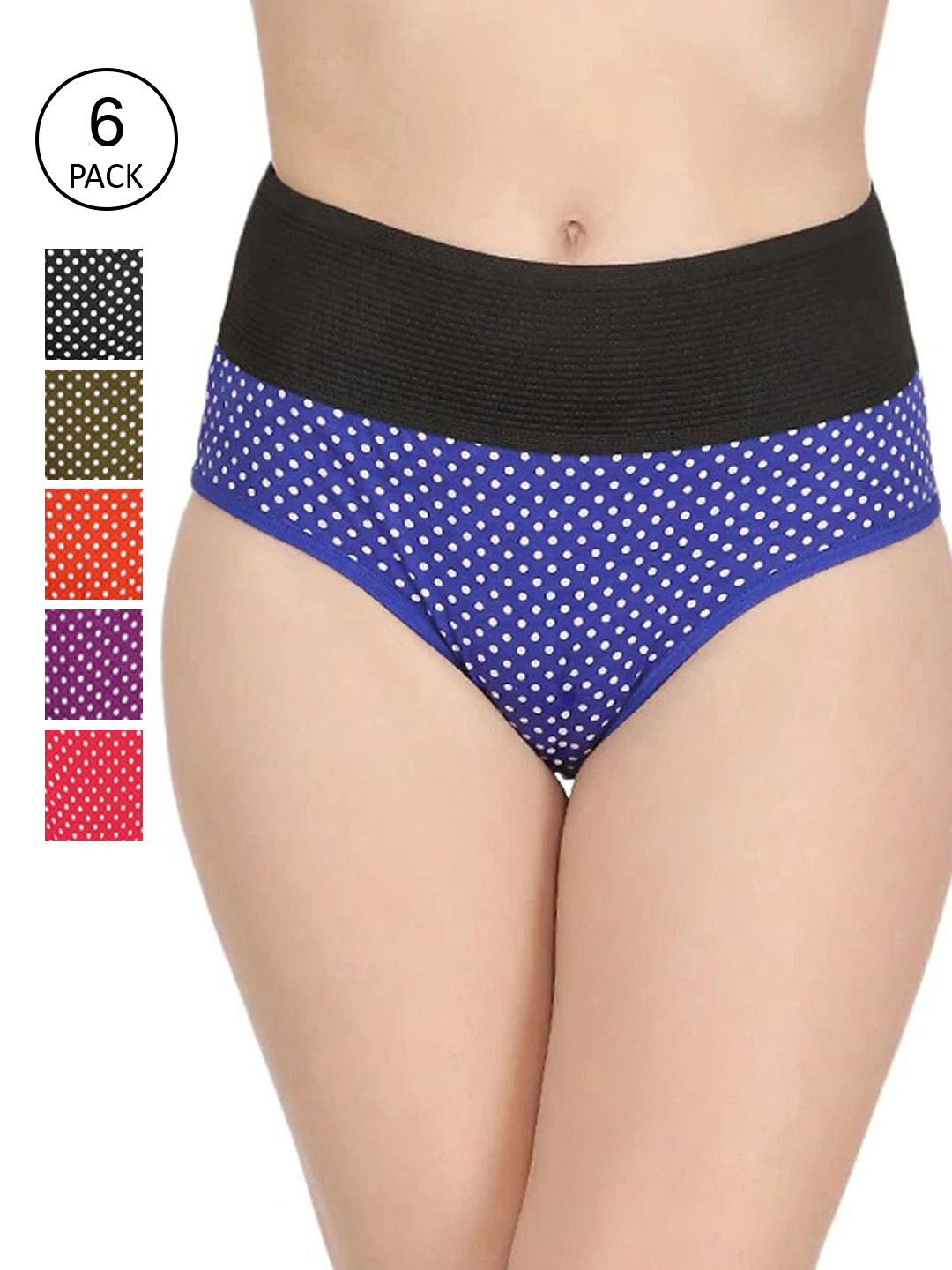 

AROUSY Pack of 6 Printed Hipster Briefs, Red