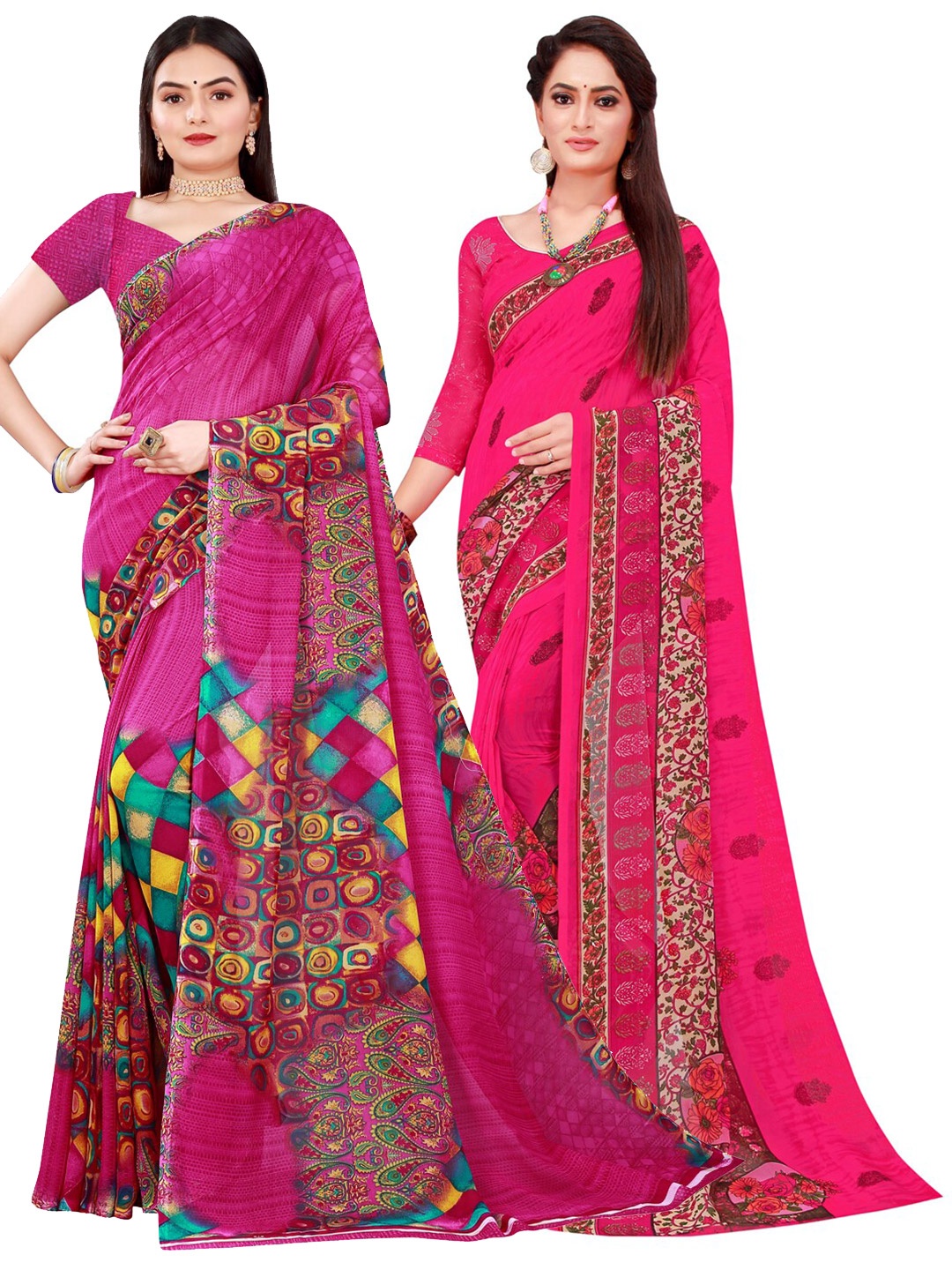 

KALINI Magenta & Pink Pure Georgette Saree