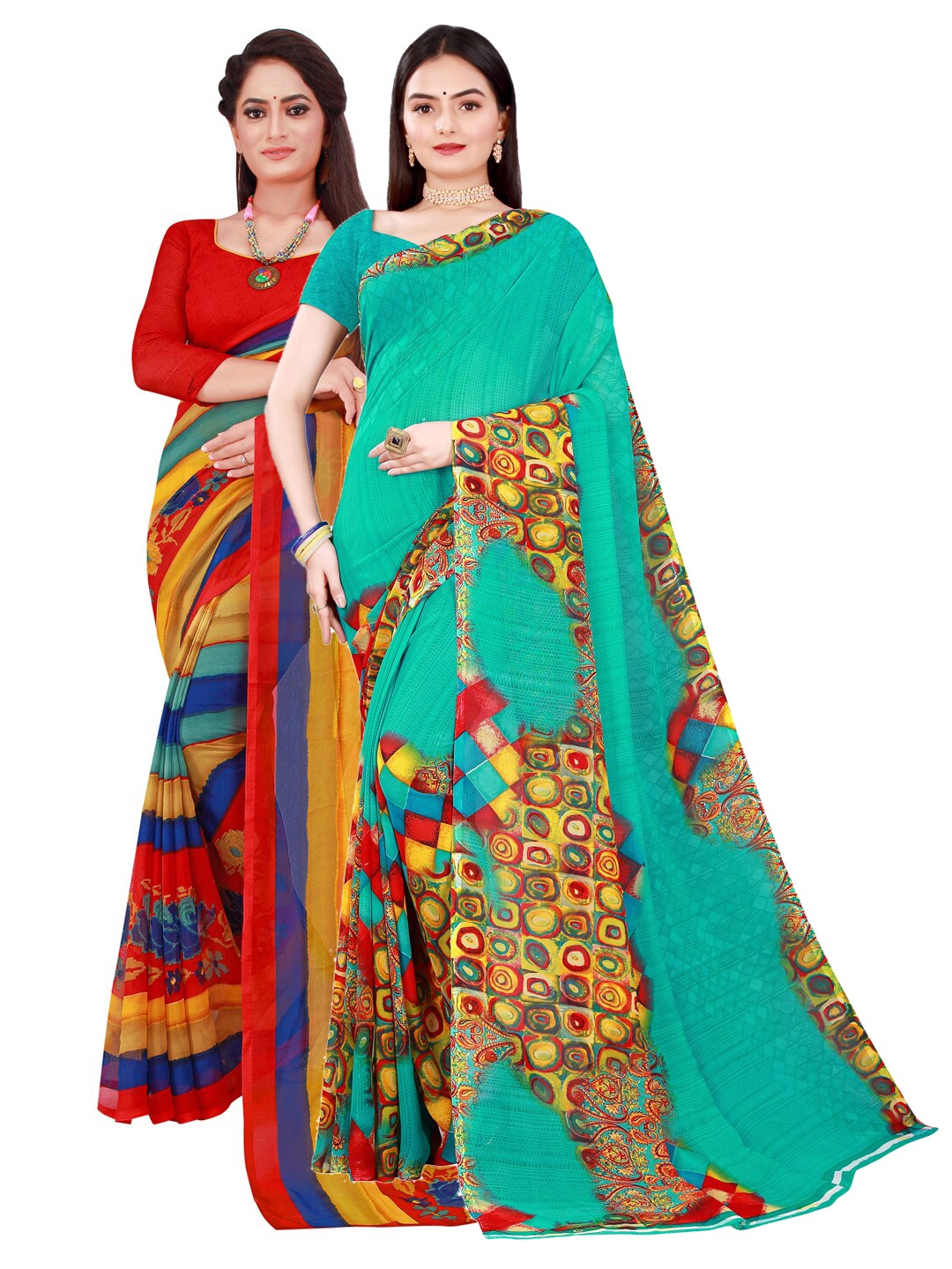 

Florence Green & Blue Pure Georgette Saree