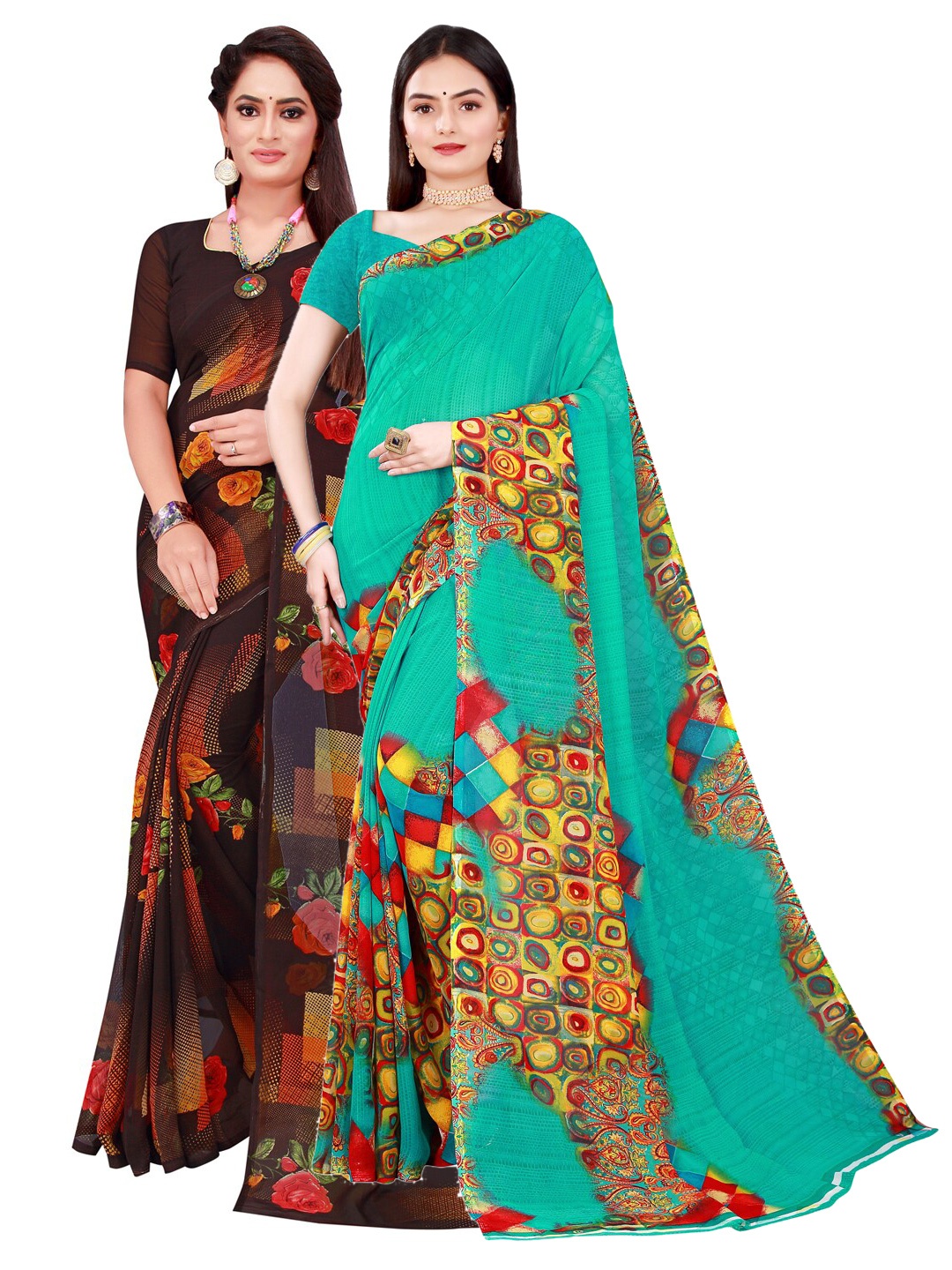

Florence Green & Black Pure Georgette Saree
