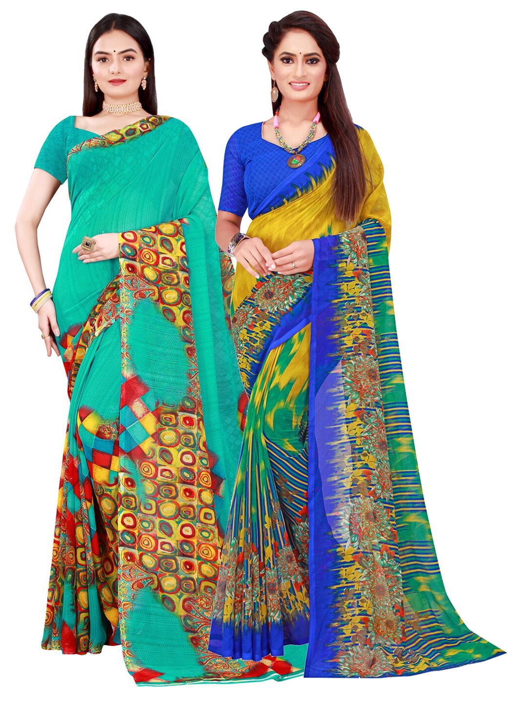 

Florence Green & Red Pure Georgette Saree