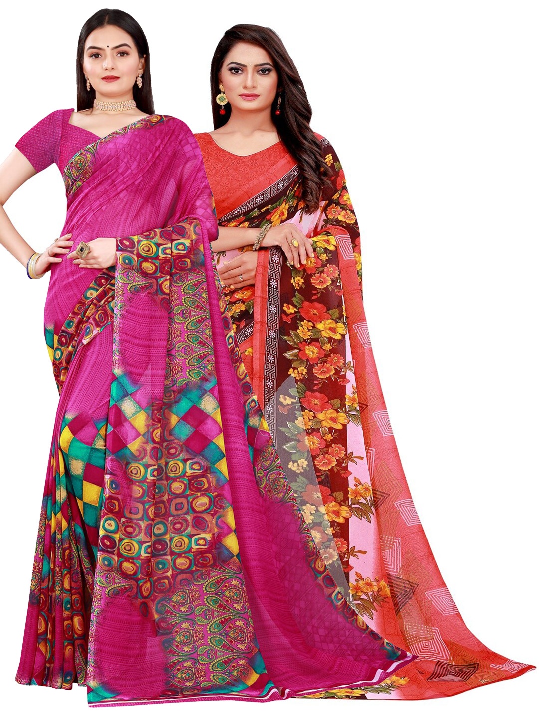 Florence Magenta & Red Pure Georgette Saree