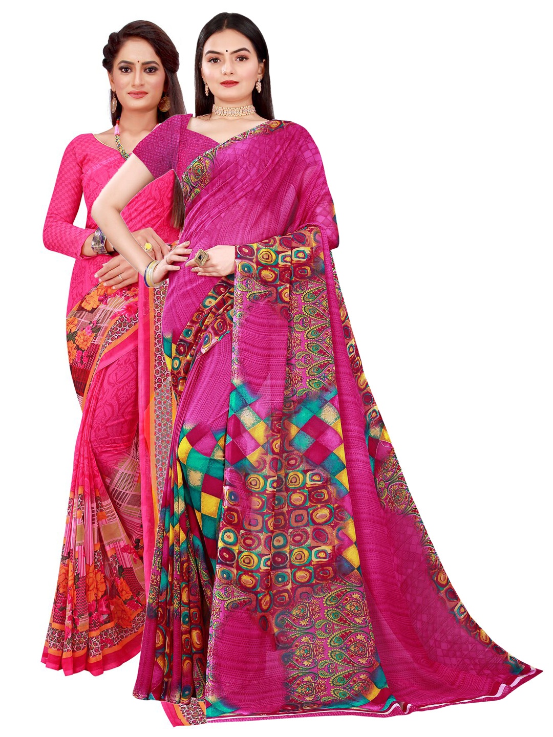 

Florence Pack of 2 Pink & Magenta Printed Pure Georgette Saree