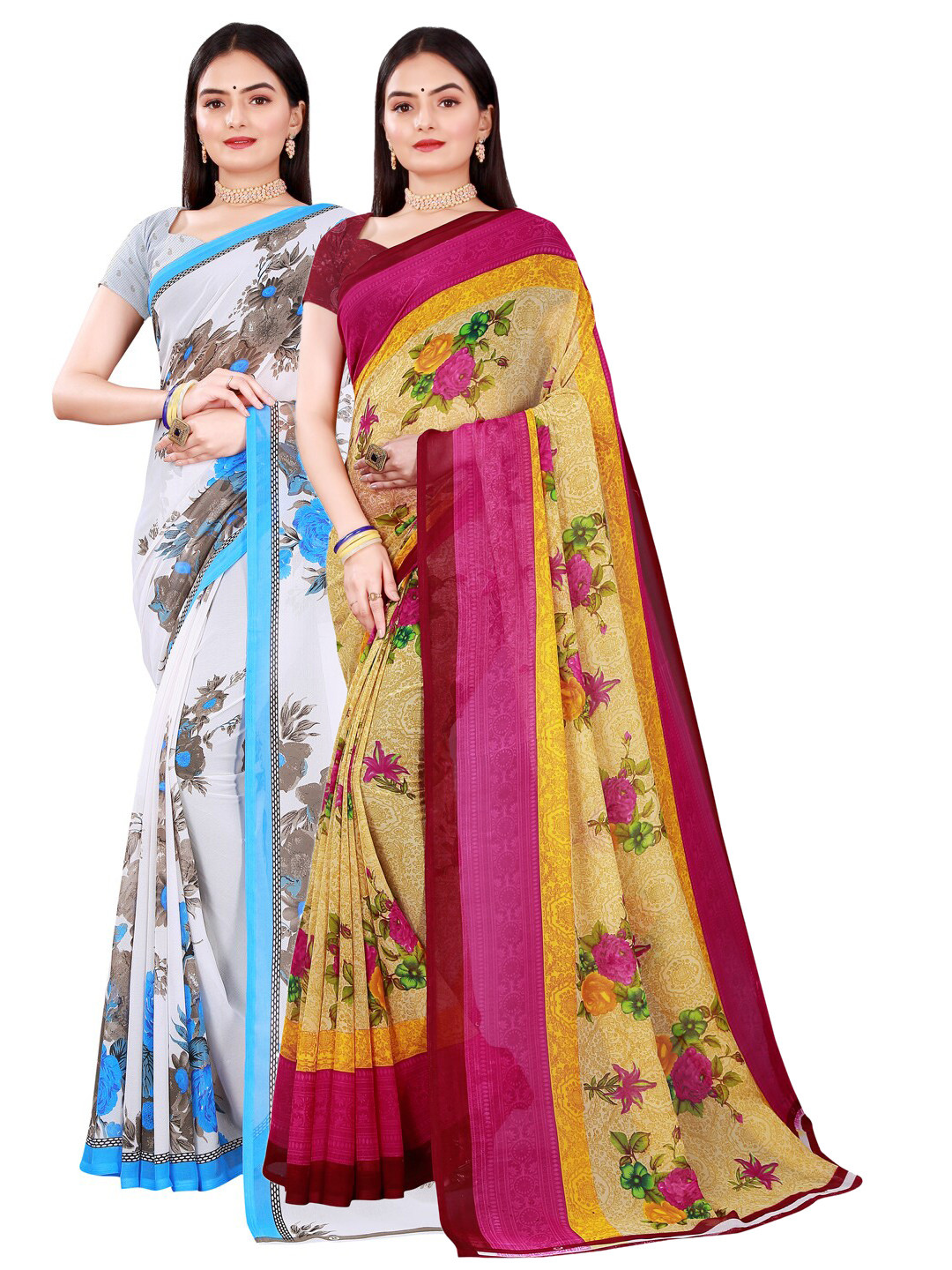 

Florence Beige & White Pure Georgette Saree
