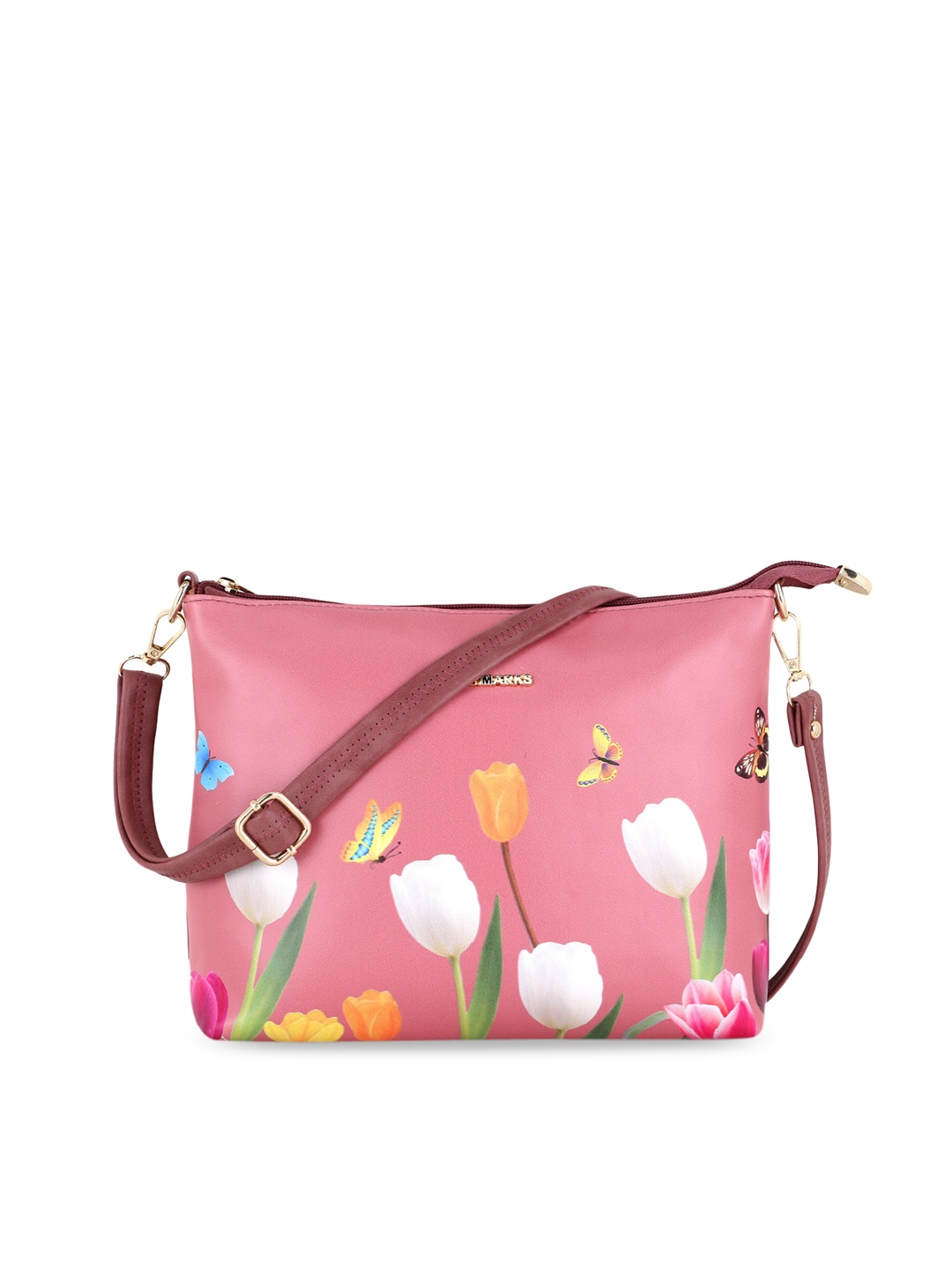 

WOMEN MARKS Pink Printed PU Structured Sling Bag
