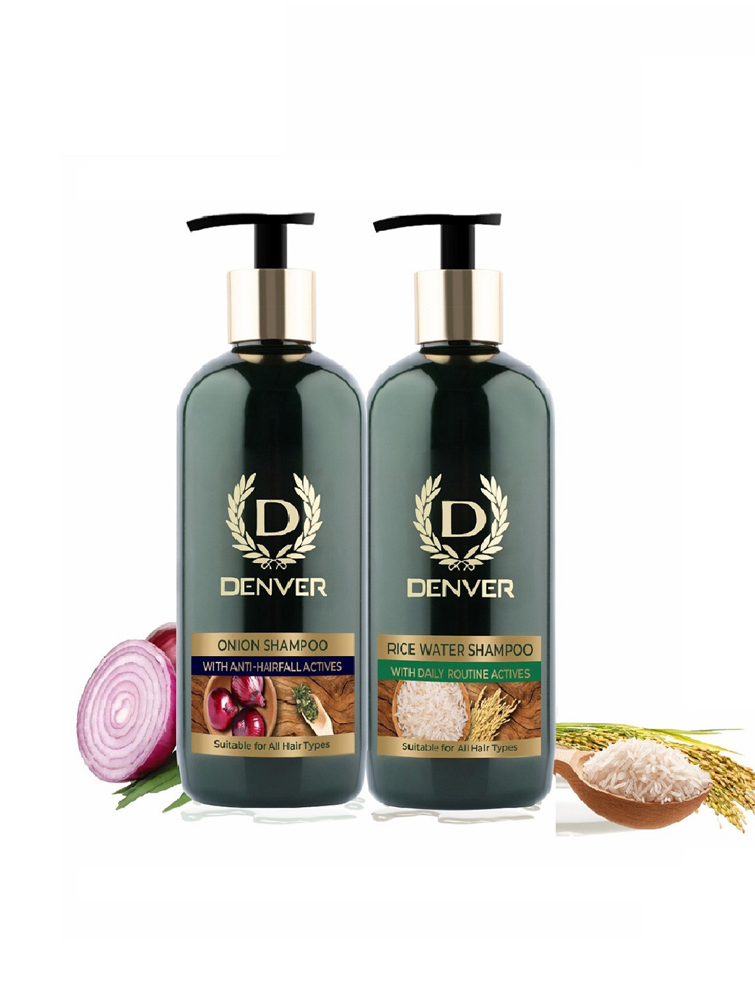

Denver Set of Onion Shampoo & Rice Water Shampoo - 300ml Each, Black