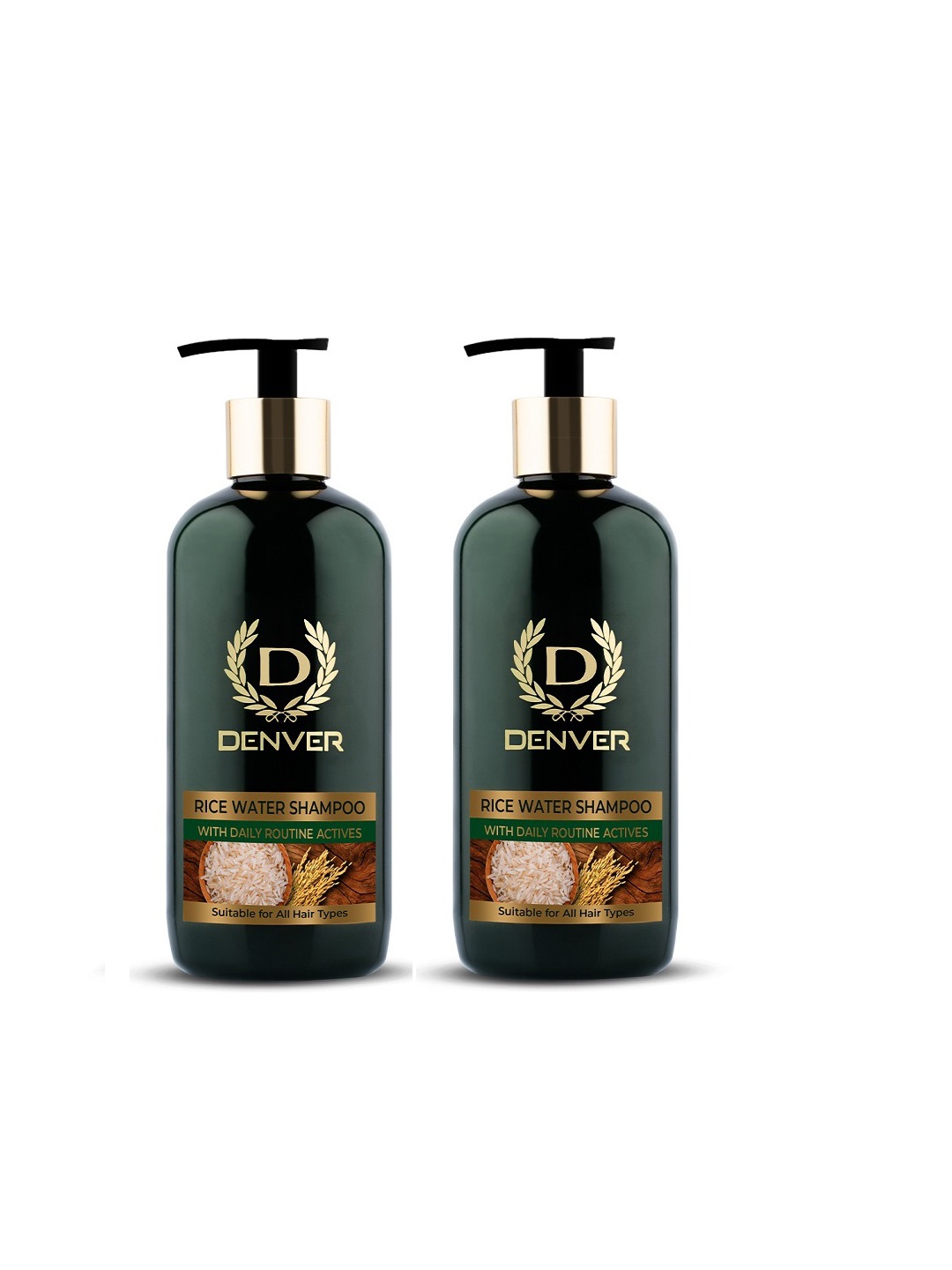 

Denver Set of 2 Rice Water Shampoo with Daily Routine Actives - 300 ml each, Black
