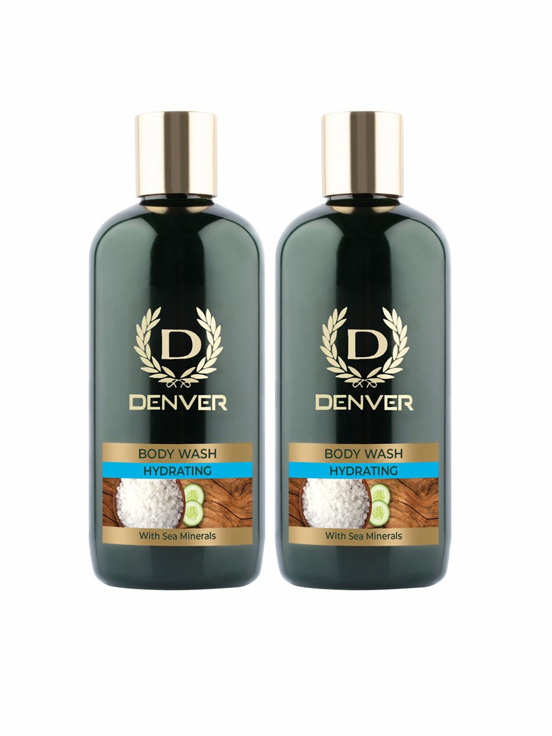

Denver Set of 2 Hydrating Body Wash with Sea Minerals + 1 White Loofah - 325 ml Each, Green