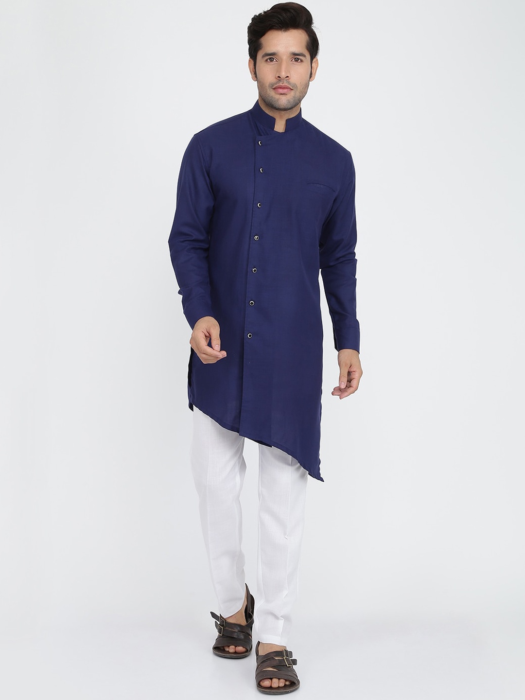 

ROYAL KURTA Men Navy Blue Cotton Kurta