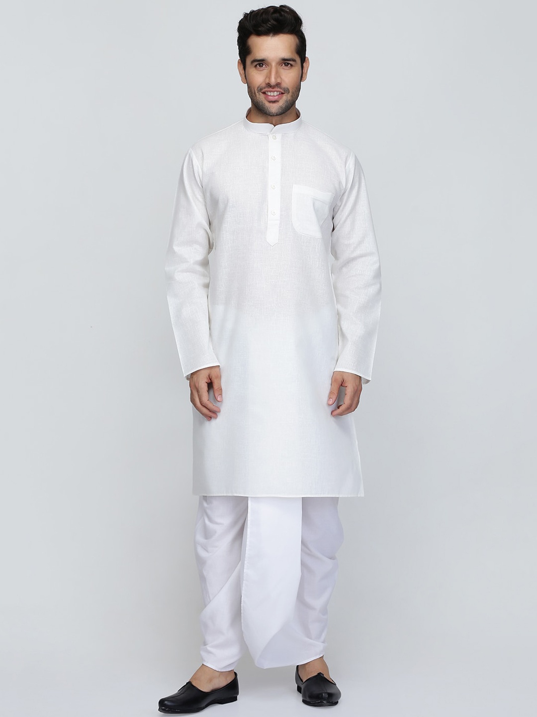 

ROYAL KURTA Men Cream-Coloured Thread Work Summer Sheers Kurta