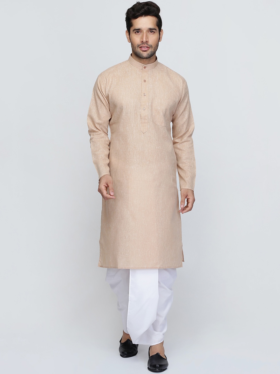 

ROYAL KURTA Men Beige Thread Work Summer Sheers Kurta