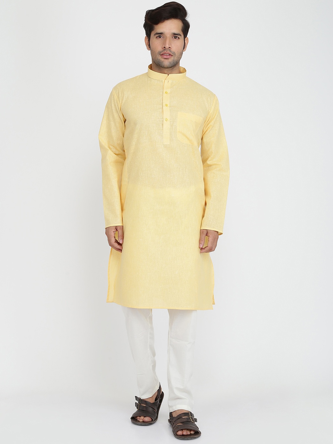 

ROYAL KURTA Men Gold-Toned Summer Sheers Kurta