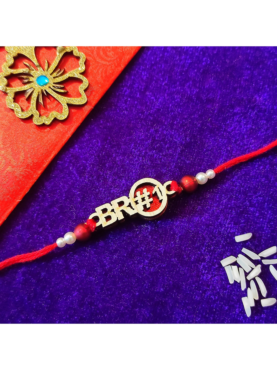 

CRAYTON Men Red and Gold-Toned Bro No.1 Tie-Up Rakhi