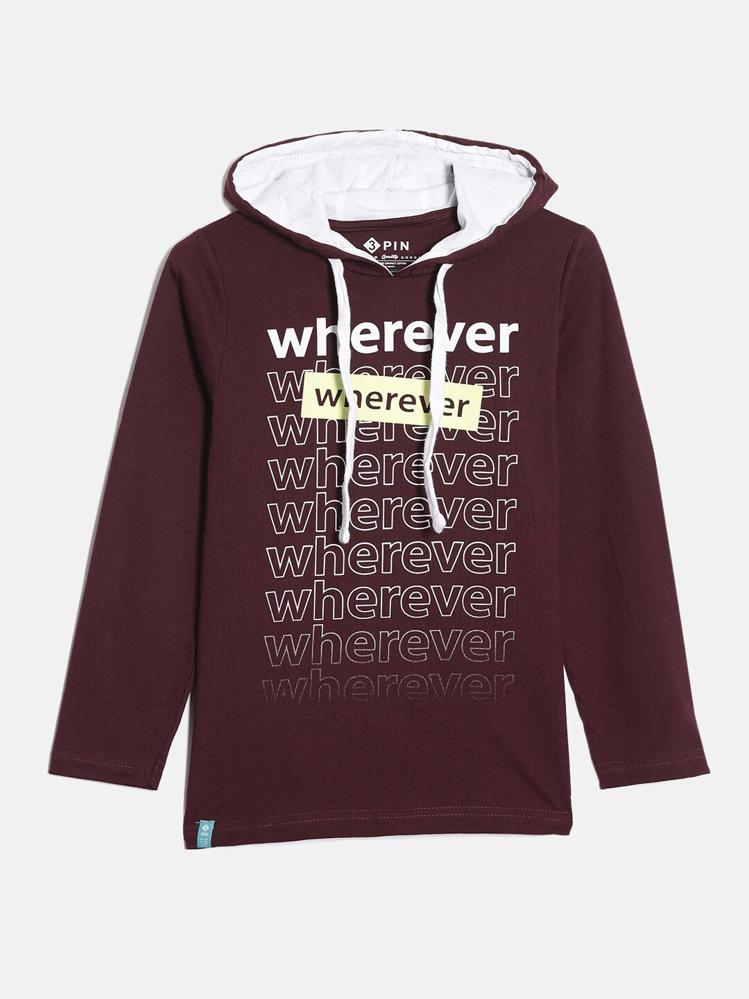 

3PIN Boys Burgundy Printed Hooded Sweatshirt