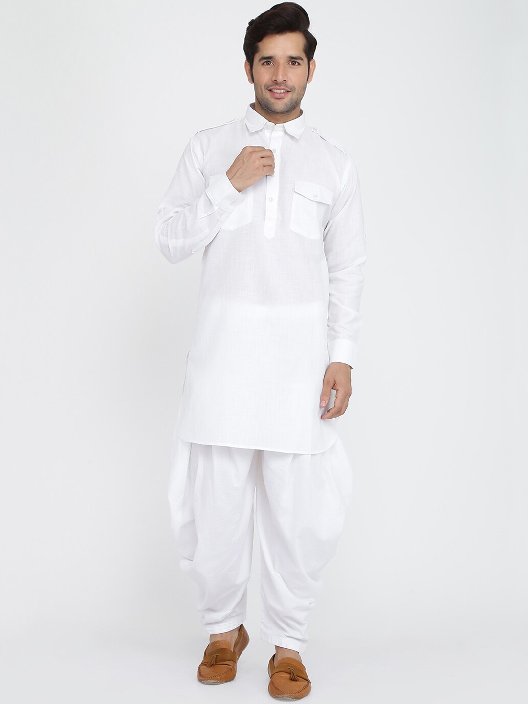 

ROYAL KURTA Men White Pathani Kurta