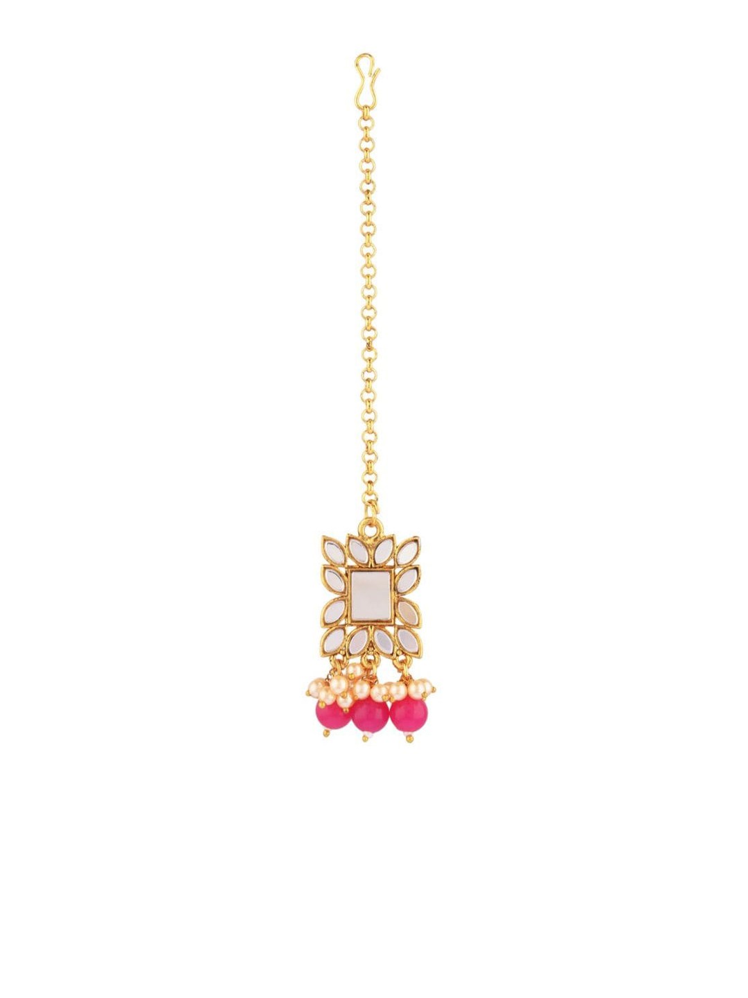 

Efulgenz Gold-Plated Magenta Mirror and Crystal Studdded Jewellery Set