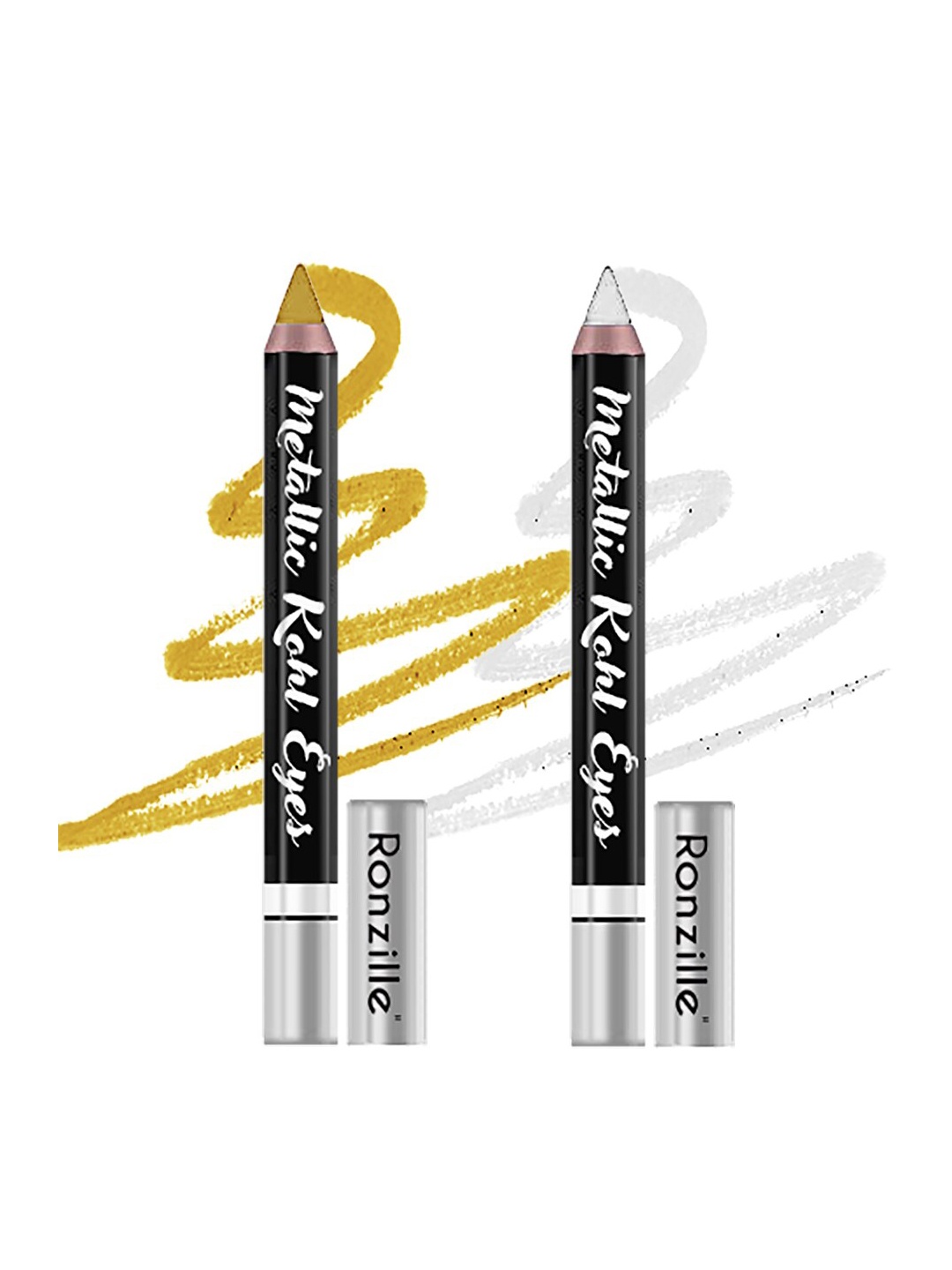 

Ronzille Set of 2 Metallic Kohl Eyes Kajal Eyeliner Pencil - Silver & Gold