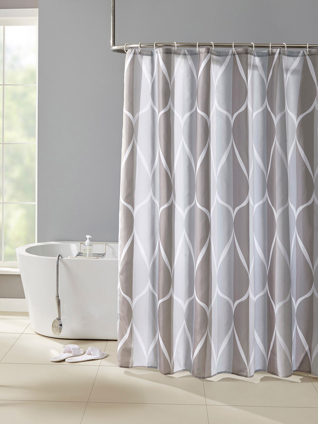 

homewards Grey & White Printed Shower Curtains