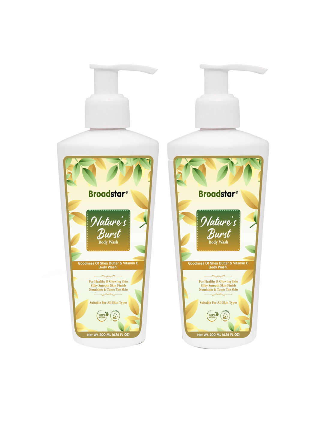 

BROADSTAR Pack of 2 Nature Burst Shea Butter & Vitamin E Body Wash- 200ml Each, Na