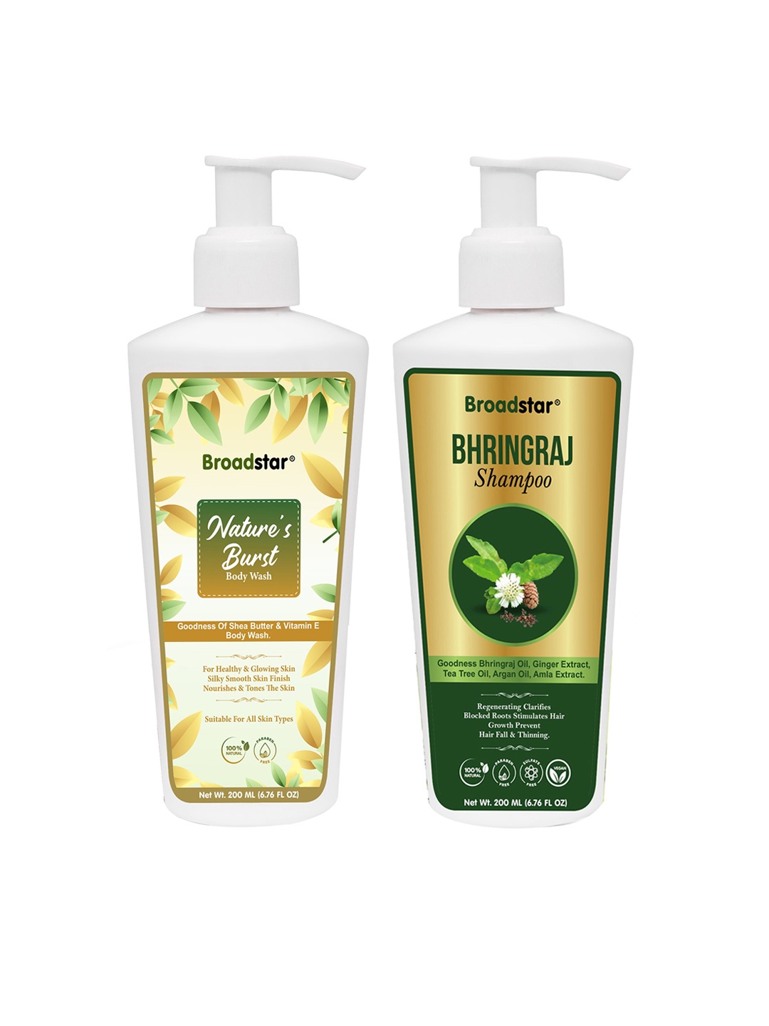 

BROADSTAR Pack Of 2 Body Wash & Bhringraj Shampoo, Na