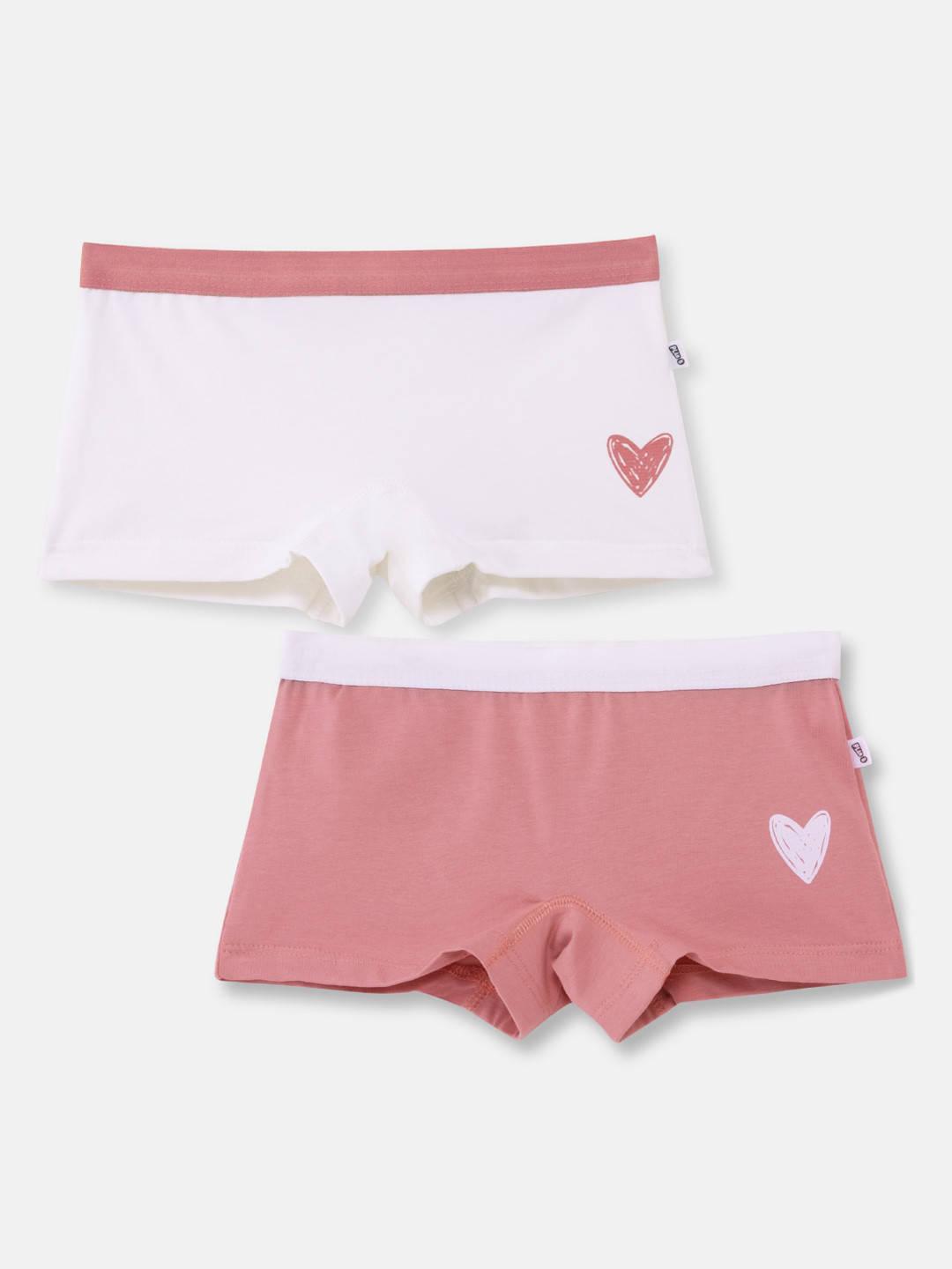 

You Got Plan B Girls Pack Of 2 Peach & White Solid Pure Cotton Boxer Briefs