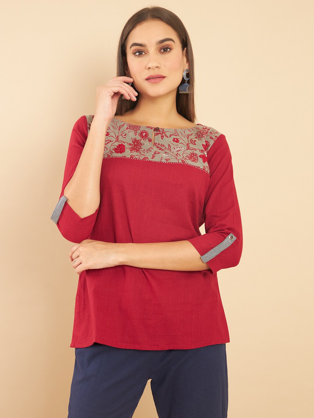 

Soch Maroon & Grey Printed Tunic