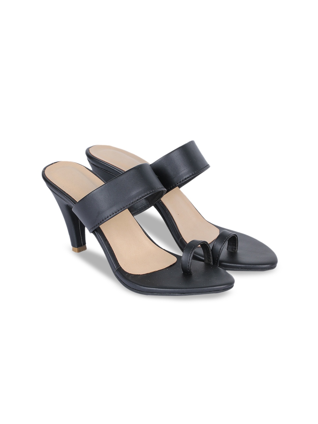 

H3F Women Black Open Back Kitten Heels