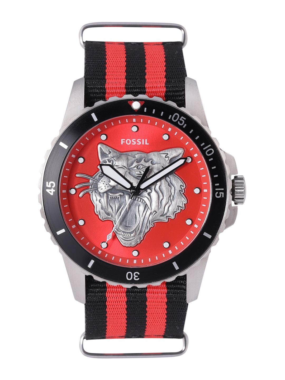 

Fossil Men Red Dial & Multicoloured Straps Analogue Watch FS5929