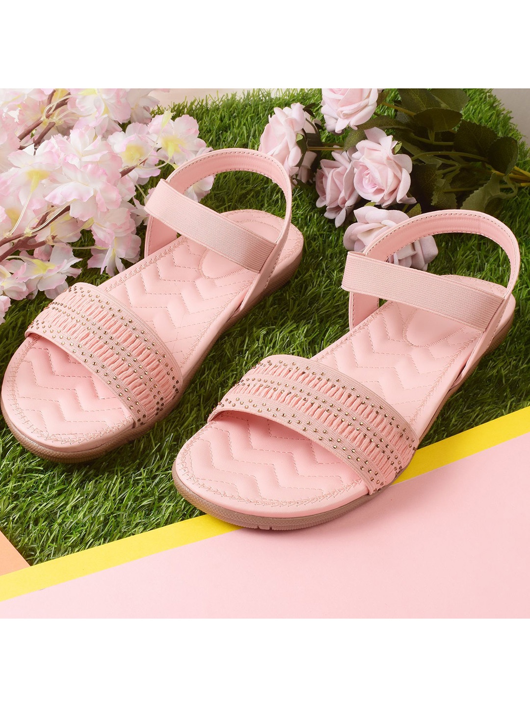 

XE Looks Women Pink Embellished Flats With Back Strap