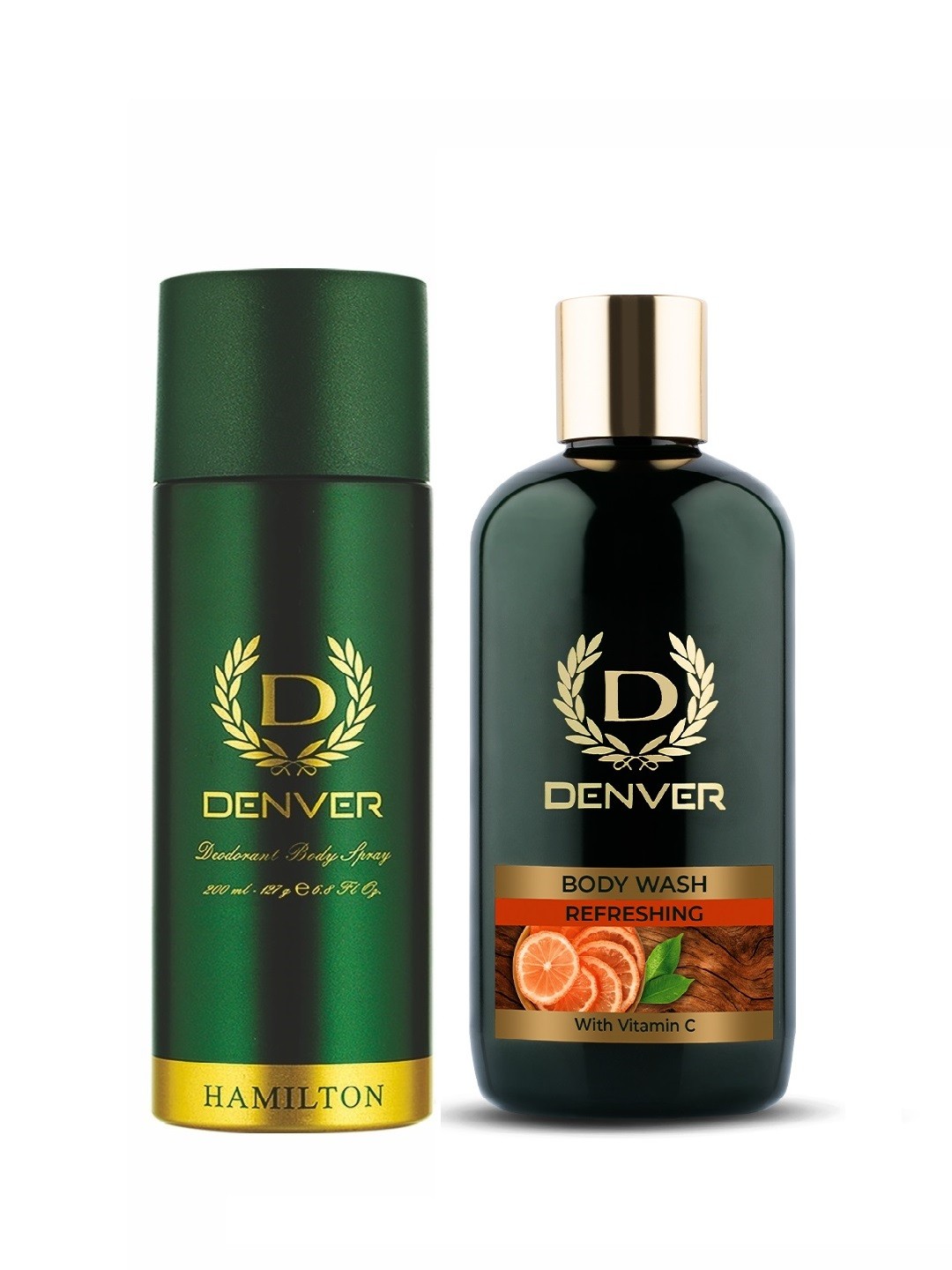 

Denver Men Hamilton Deodorant 127g & Refreshing Body Wash With Vitamin C 325ml, Green