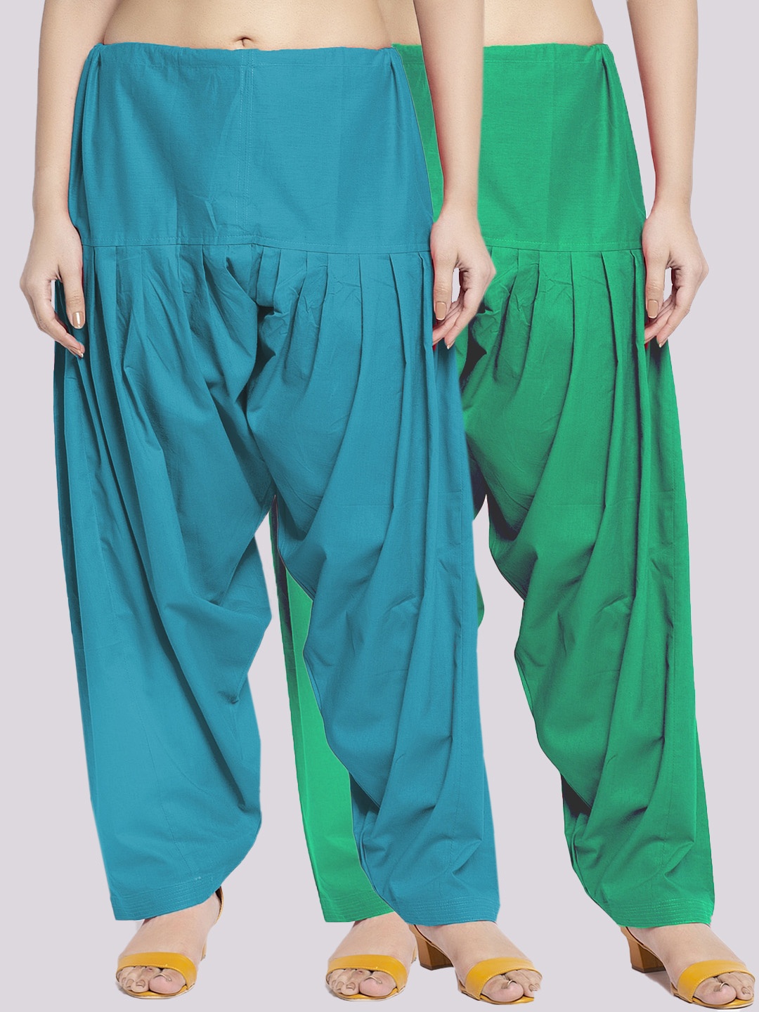 

Jinfo Women Pack of 2 Solid Cotton Salwars, Green