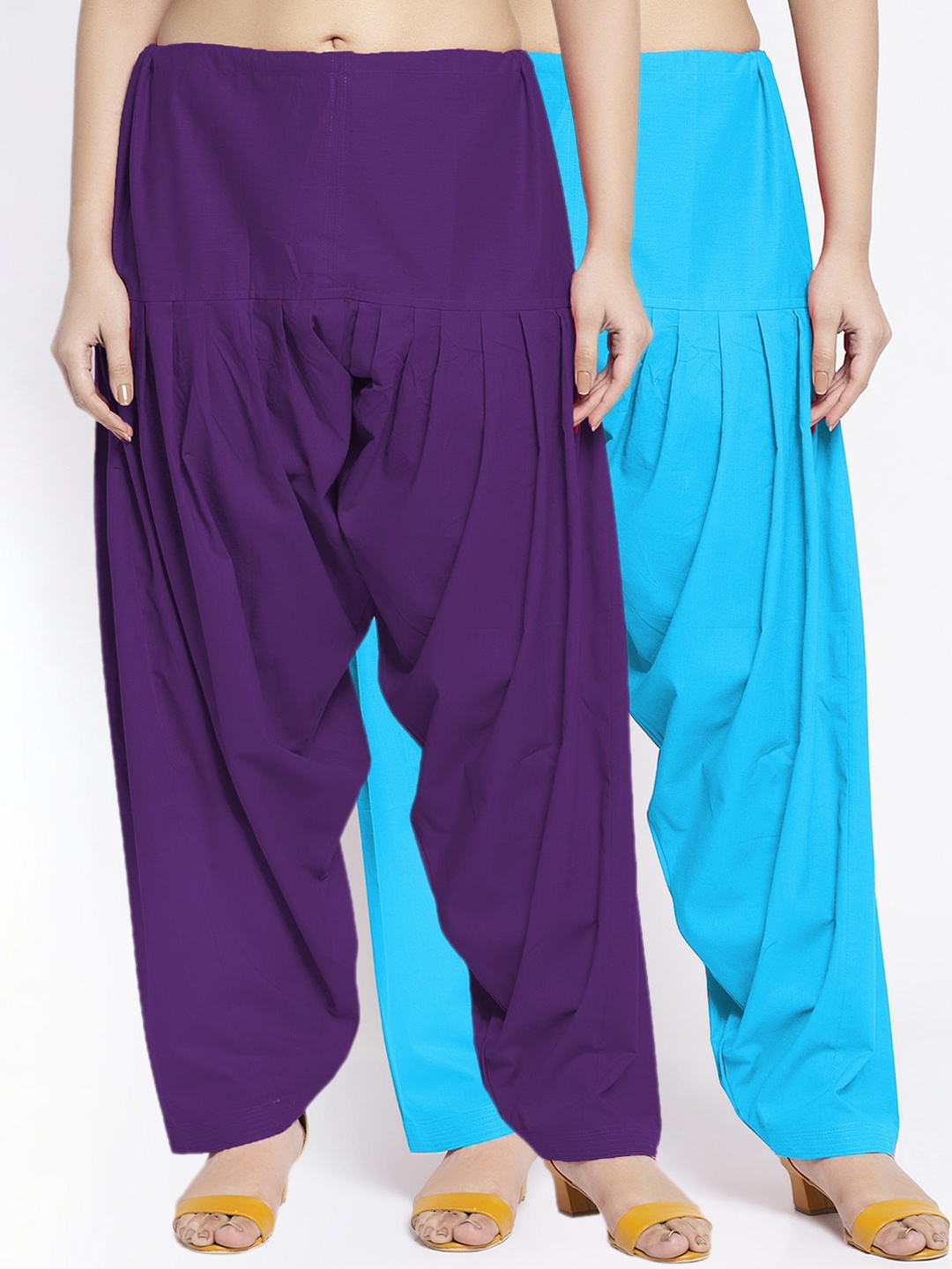 

Jinfo Women Pack Of 2 Purple & Blue Solid Pure Cotton Salwar