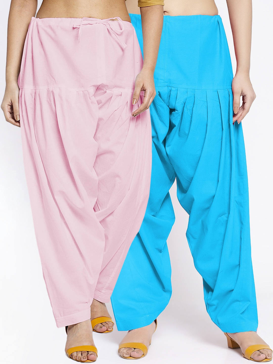 

Jinfo Women Pack Of 2 Solid Pure Cotton Loose Fit Salwar, Pink