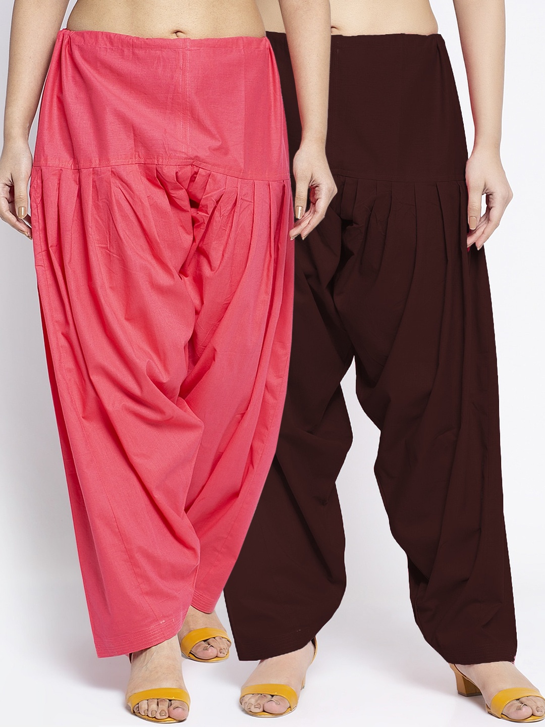 

Jinfo Women Pack Of 2 Solid Pure Cotton Salwar, Orange