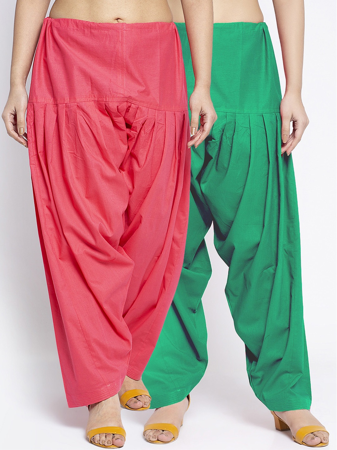 

Jinfo Women Pack Of 2 Solid Pure Cotton Salwar, Green
