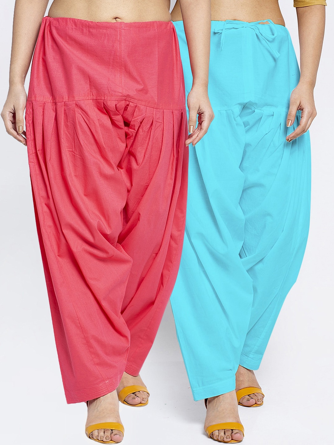 

Jinfo Women Pack Of 2 Solid Cotton Salwar, Orange