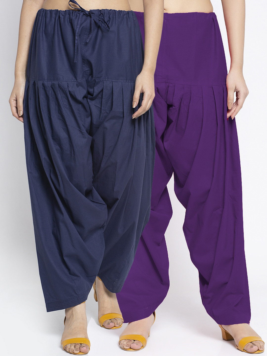 

Jinfo Women Pack Of 2 Solid Pure Cotton Loose Fit Salwar, Purple
