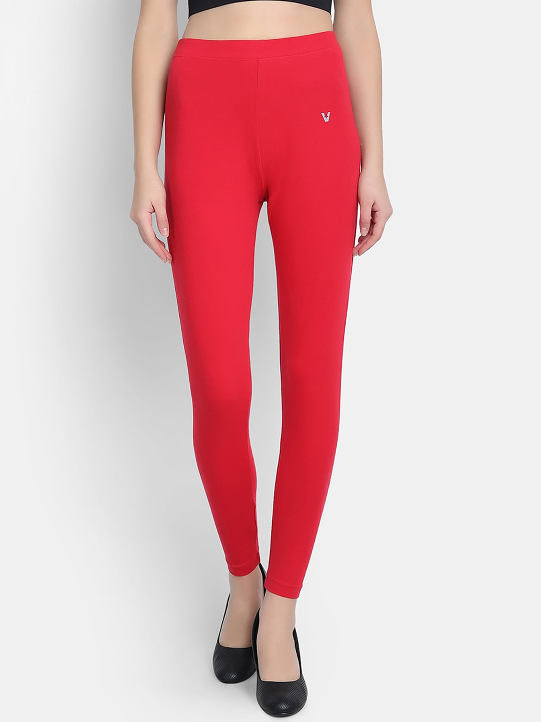 

VStar Women Red Solid Ankle-Length Cotton Leggings