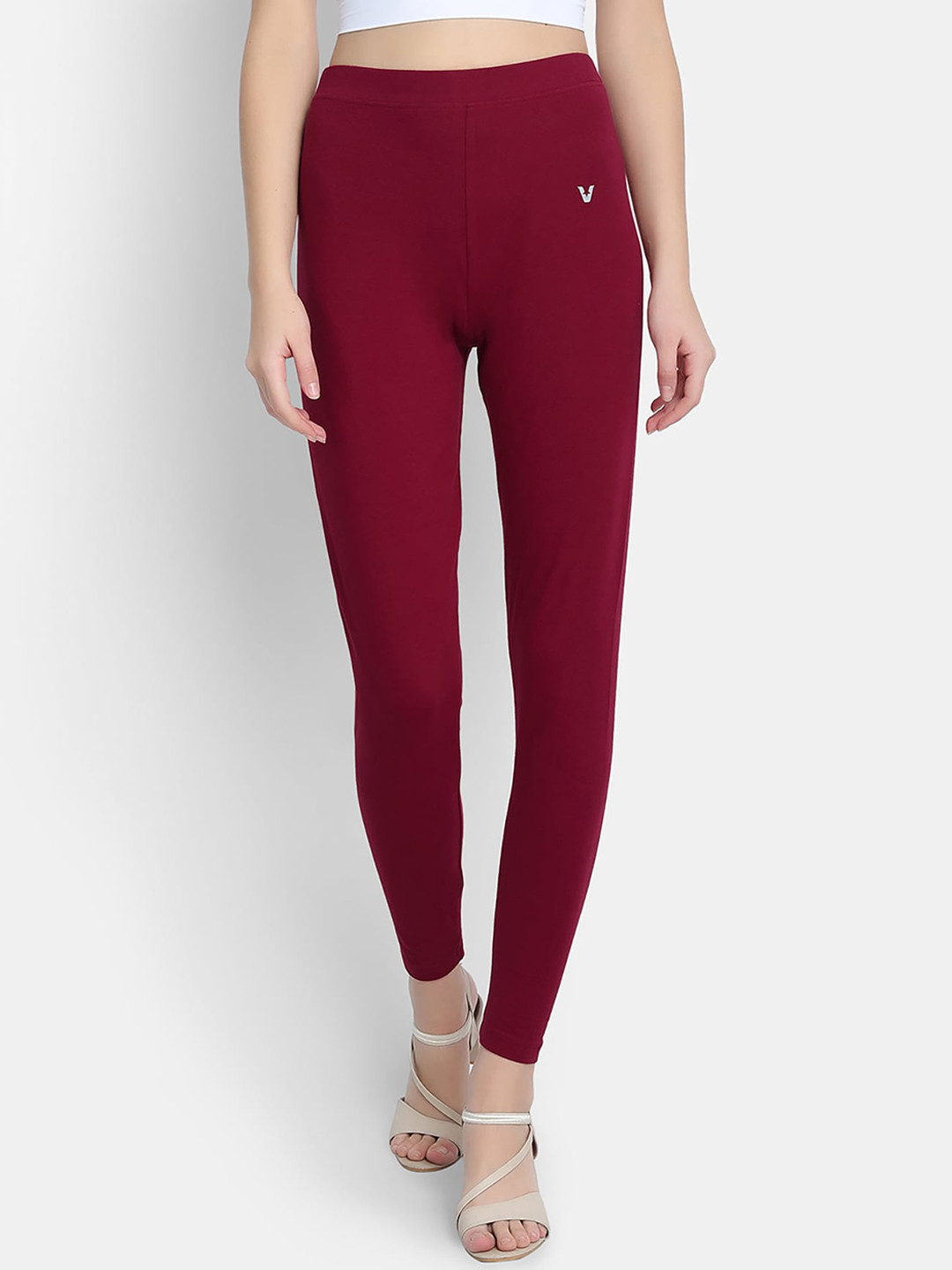 

VStar Women Maroon Solid Ankle-Length Pure Cotton Leggings