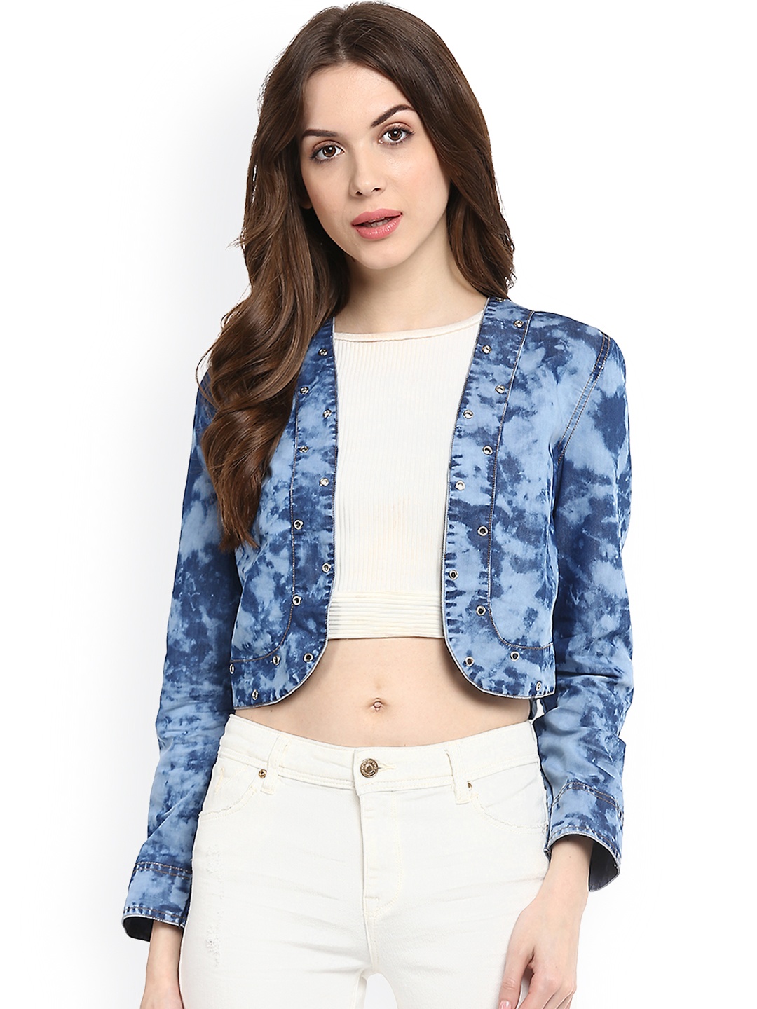 

StyleStone Women Blue Printed Denim Short Shrug