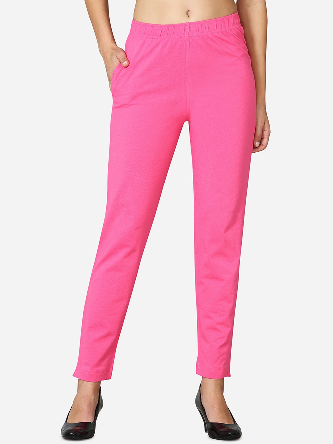 

VStar Women Pink Solid Ankle-Length Leggings