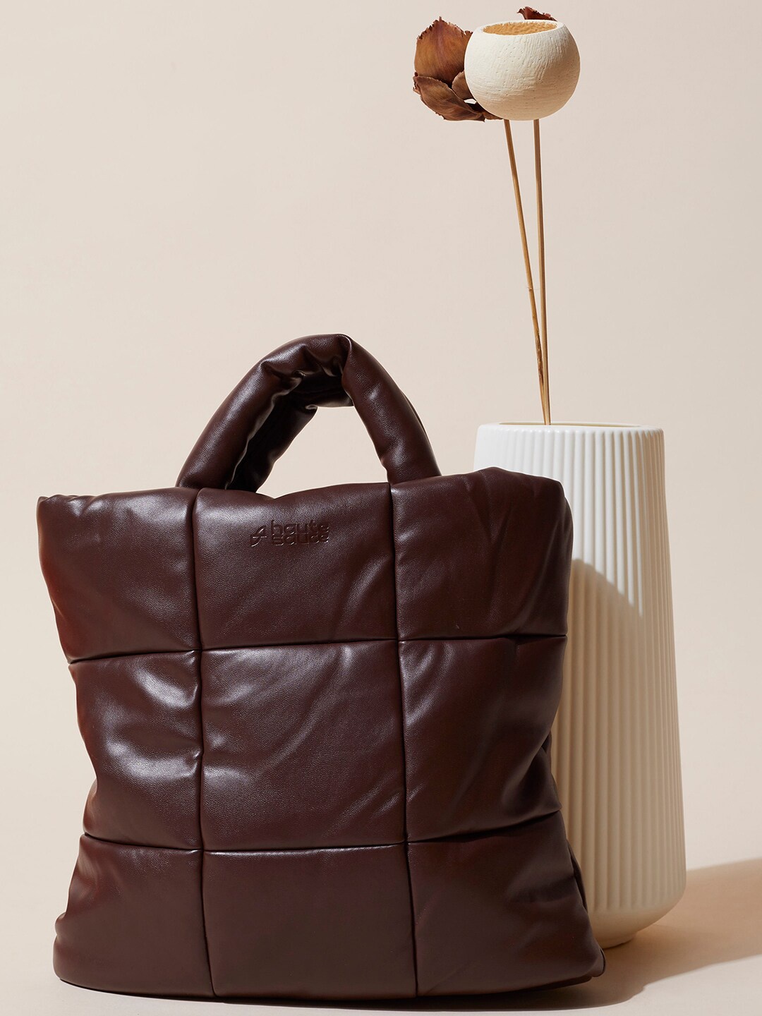 

HAUTE SAUCE by Campus Sutra Women Brown Quilted Handbag