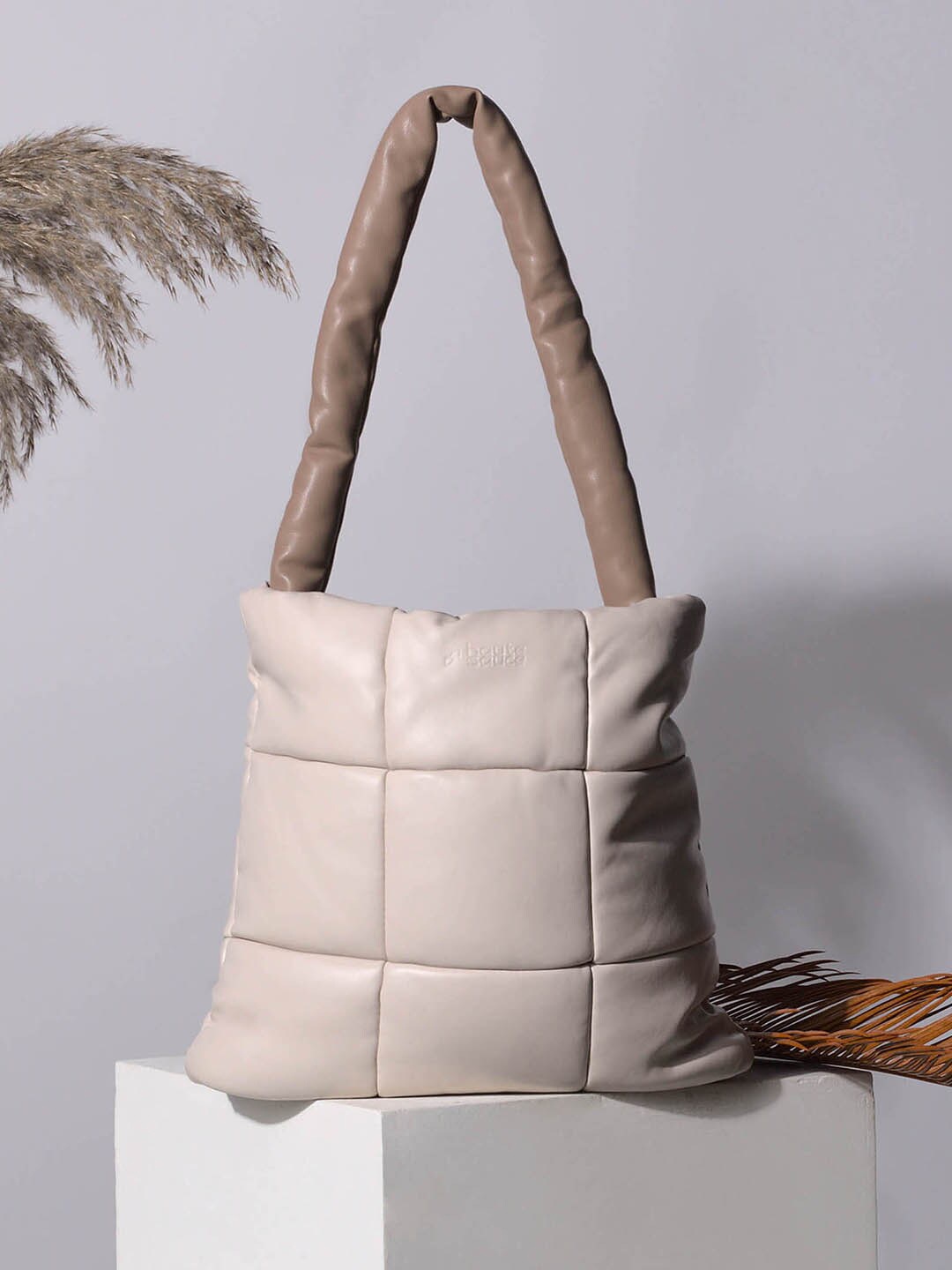 

HAUTE SAUCE by Campus Sutra Beige PU Oversized Shopper Tote Bag