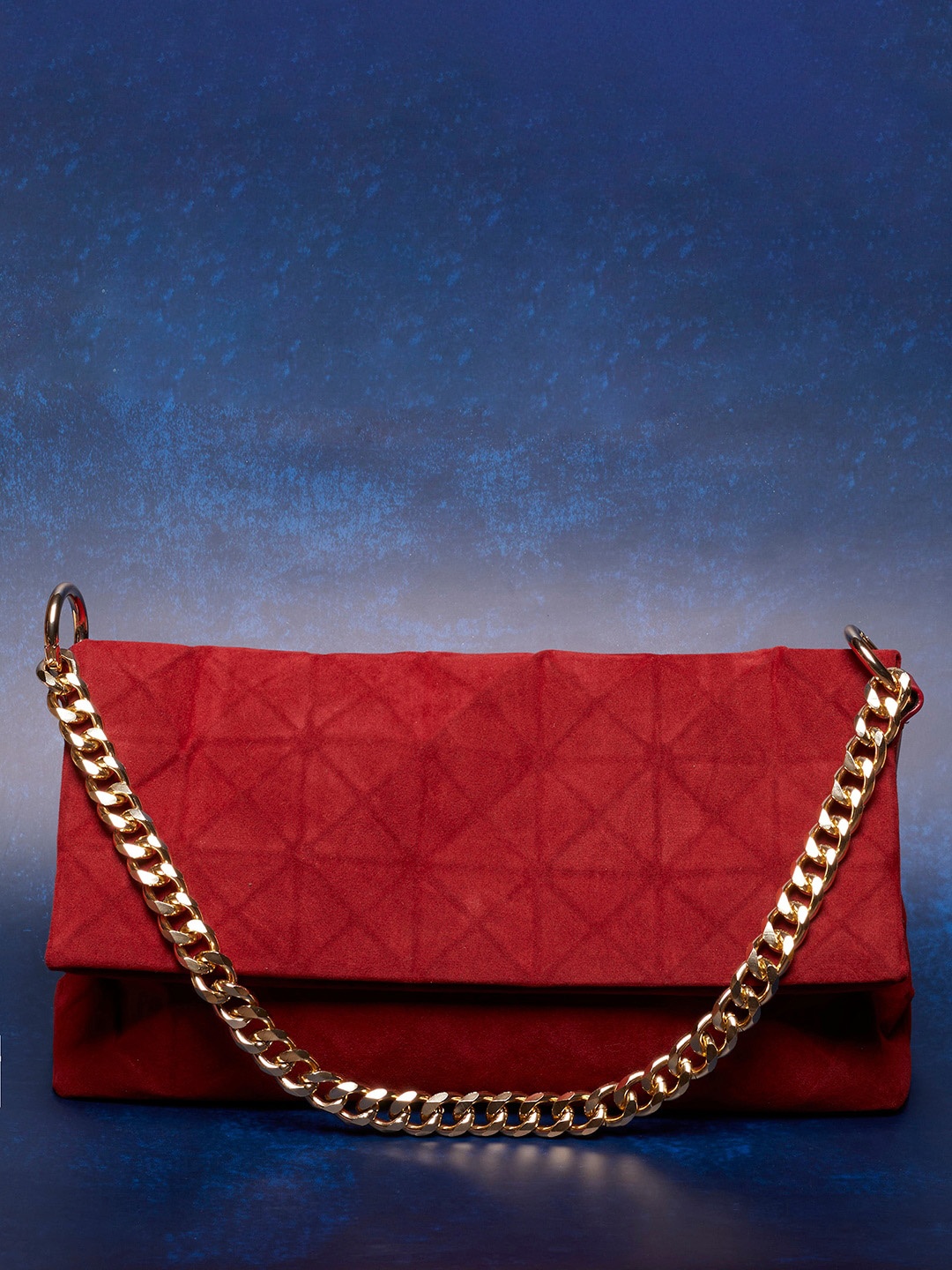 

HAUTE SAUCE by Campus Sutra Red Textured PU Structured Sling Bag with Quilted